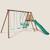Portique en bois rond 3 agrès avec face à face et toboggan narcisse Marron 1 - vertbaudet enfant 