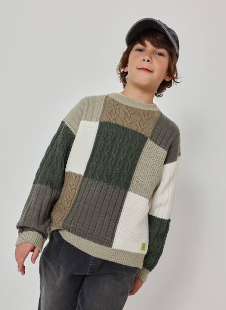 Garçon-Pull, gilet, sweat-Pull-Pull garçon patchwork