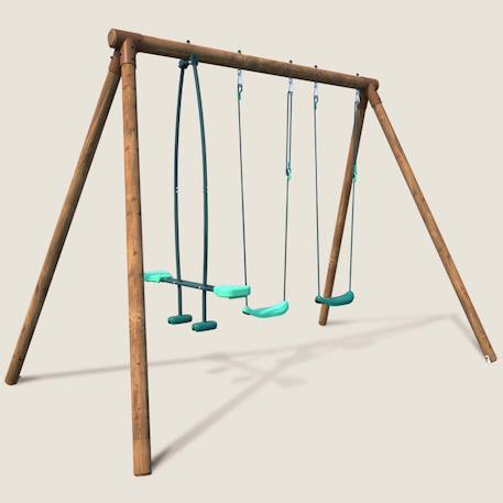 Portique en bois rond 3 agrès avec face à face polo Marron 1 - vertbaudet enfant 