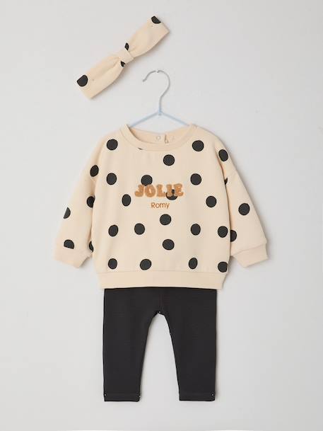 Ensemble bébé fille 3 pièces sweat + legging + bandeau personnalisable anthracite+Léopard+marine 8 - vertbaudet enfant 