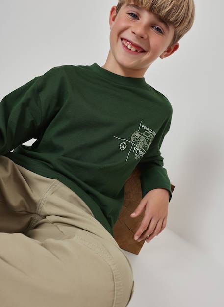 T-shirt garçon en maille imprimé voiture Vert 2 - vertbaudet enfant 