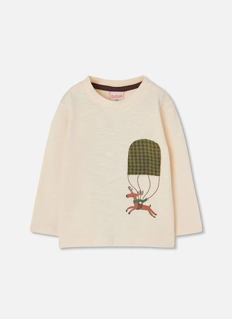 T-shirt garçon en maille avec renne en parachute Blanc 2 - vertbaudet enfant 