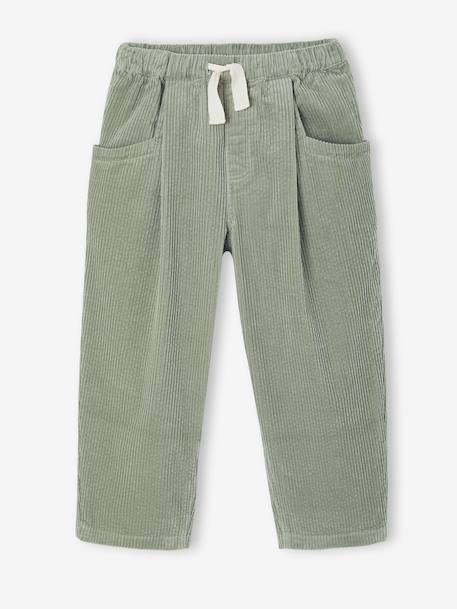 Pantalon fille velours forme loose Léopard+vert de gris+vieux rose 7 - vertbaudet enfant 