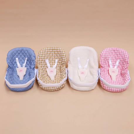 Siège auto pour poupée vichy camel Blanc, rose 2 - vertbaudet enfant 