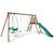Portique en bois rond 4 agrès avec face à face et toboggan jacinthe Marron 3 - vertbaudet enfant 