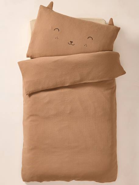 Parure housse de couette gaze NUTTY cappuccino 1 - vertbaudet enfant 
