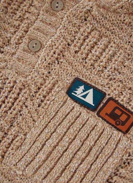 Pull garçon à capuche et patches Marron 4 - vertbaudet enfant 