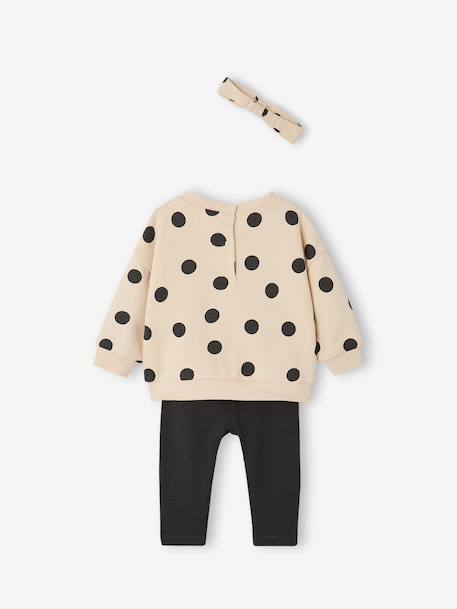Ensemble bébé fille 3 pièces sweat + legging + bandeau personnalisable anthracite+Léopard+marine 5 - vertbaudet enfant 