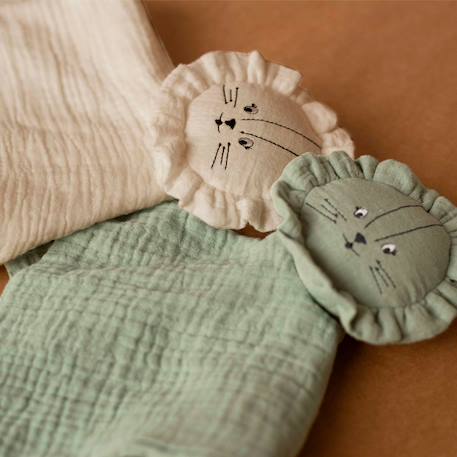 Doudou en mousseline de coton #cce8d2+#e0cda9 2 - vertbaudet enfant 