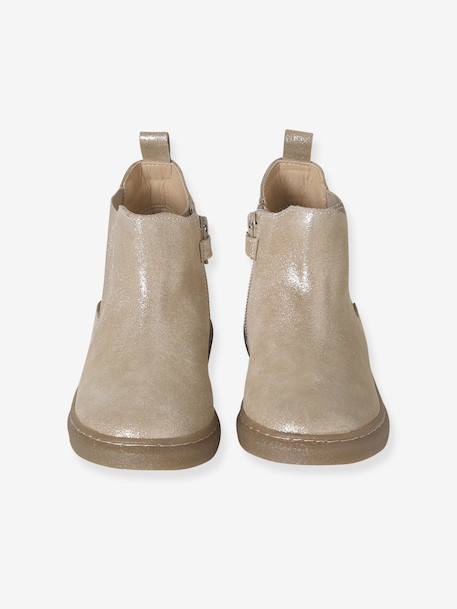 Boots enfant en cuir zippées jaune d'or 4 - vertbaudet enfant 