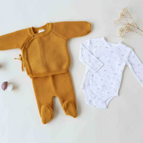 Trousseau naissance bébé en maille #a0b5a5+#b27068+#edbe00+#ffffff 12 - vertbaudet enfant 