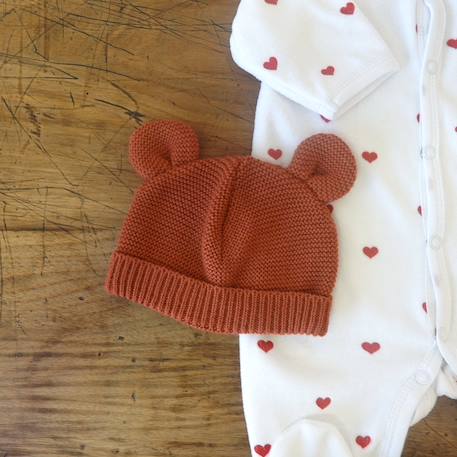 Bonnet en maille avec des petites oreilles #a0b5a5+#b27068+#caab8a+#e0cda9 4 - vertbaudet enfant 