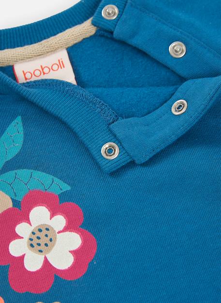 Sweat-shirt fille en molleton imprimé fleurs Bleu 3 - vertbaudet enfant 