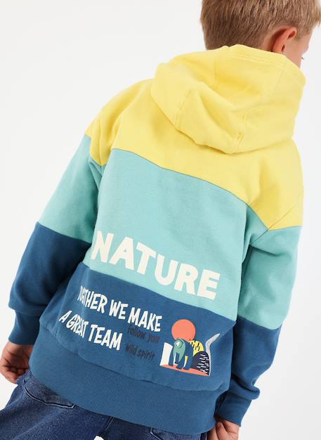 Sweat-shirt garçon en molleton à capuche Vert 2 - vertbaudet enfant 