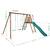 Portique en bois rond 3 agrès avec face à face et toboggan violette Marron 5 - vertbaudet enfant 