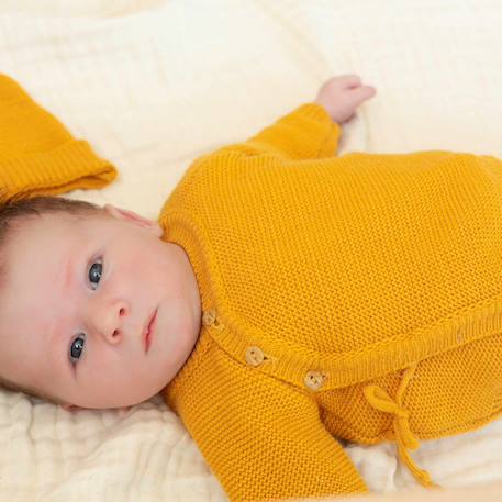 Trousseau naissance bébé en maille #a0b5a5+#b27068+#edbe00+#ffffff 11 - vertbaudet enfant 