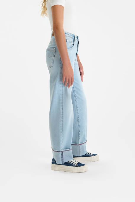 Jean droit revers, longueur 34 Blue 3 - vertbaudet enfant 