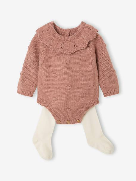 Ensemble barboteuse et collants naissance blush 1 - vertbaudet enfant 