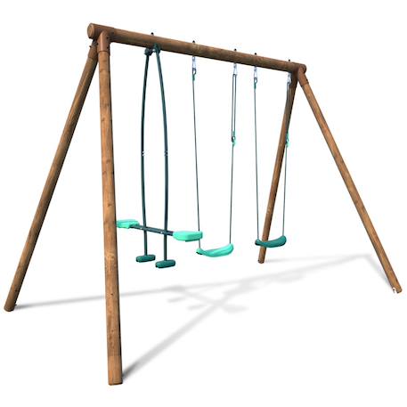 Portique en bois rond 3 agrès avec face à face polo Marron 3 - vertbaudet enfant 