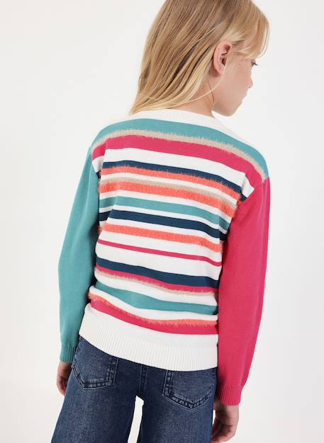Pull fille imprimé fleurs Blanc 2 - vertbaudet enfant 