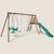 Portique en bois rond 4 agrès avec face à face et toboggan jacinthe Marron 1 - vertbaudet enfant 