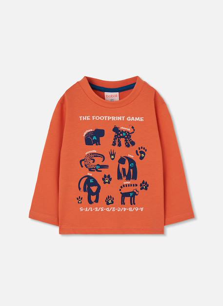 T-shirt garçon maille imprimé animaux Orange 2 - vertbaudet enfant 