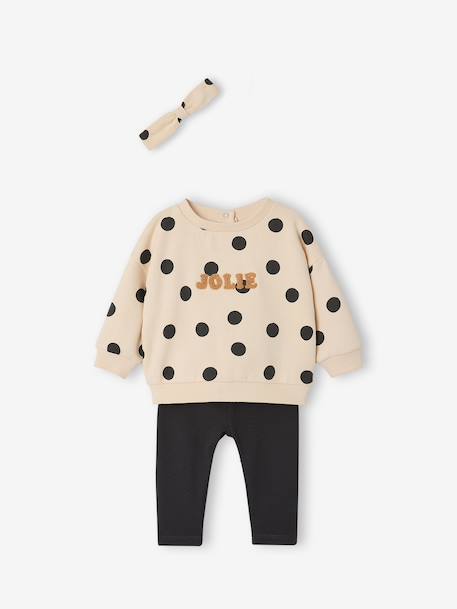 Bébé-Ensemble-Ensemble bébé fille 3 pièces sweat + legging + bandeau personnalisable 