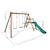 Portique en bois rond 3 agrès avec face à face et toboggan bas figue Marron 5 - vertbaudet enfant 