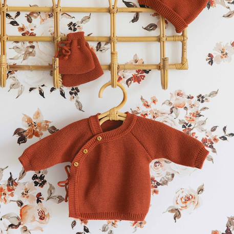 Trousseau naissance bébé en maille #a0b5a5+#b27068+#edbe00+#ffffff 8 - vertbaudet enfant 