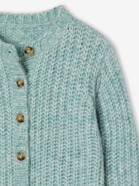 Gilet fille loose maille mousseuse bleu pétrole+gris chiné+menthe+rose+violine 14 - vertbaudet enfant 