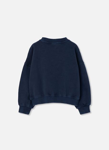 Sweat-shirt fille molleton imprimé fleurs Bleu 3 - vertbaudet enfant 