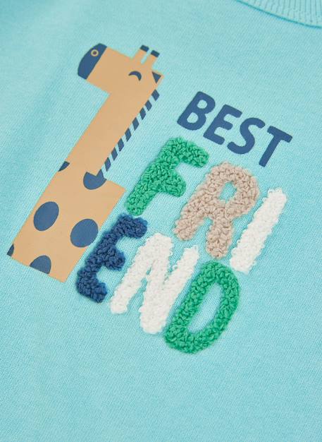 Sweat-shirt bébé garçon en molleton imprimé girafe Bleu 3 - vertbaudet enfant 