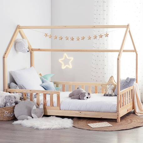 Lit cabane en bois de pin - bosco Bois clair 3 - vertbaudet enfant 