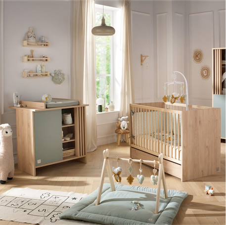 Chambre bébé complète, lit et commode à langer avec claustra - tokyo Blanc/marron+Rouge/marron+Vert/marron 13 - vertbaudet enfant 