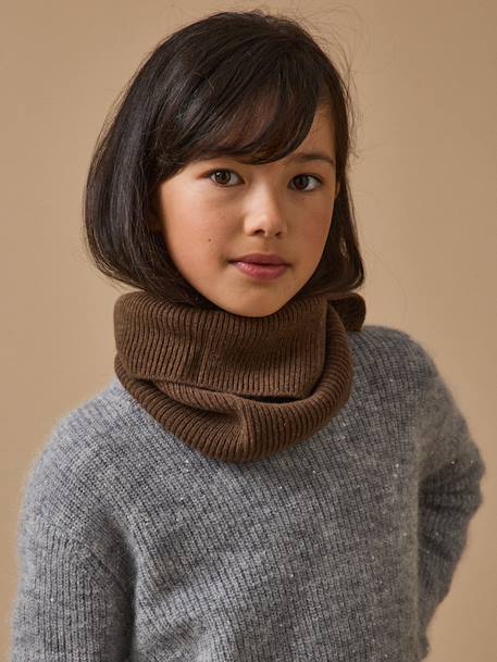 Snood en laine mérinos enfant Brun chine+Cerise+Gris chine 1 - vertbaudet enfant 