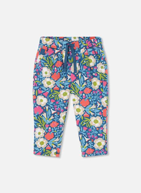 Fille-Pantalon fille en molleton imprimé fleurs