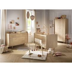 Chambre bébé trio évolutive my love, lit 140x70 évolutif commode à langer xxl et armoire - chêne vintage - my love - vertbaudet enfant