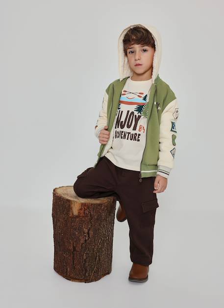 Pantalon garçon en molleton cargo Marron 1 - vertbaudet enfant 