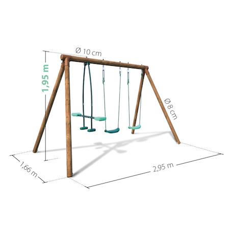 Portique en bois rond 3 agrès avec face à face pacco Marron 5 - vertbaudet enfant 