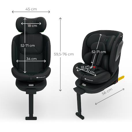 Siège Auto Kinderkraft I-360 2 PLUS i-Size avec ISOFIX, Pivotant à 360°, SPS+ et Installation Dos à la Route 40-150 cm Gris+Noir+Vert 12 - vertbaudet enfant 