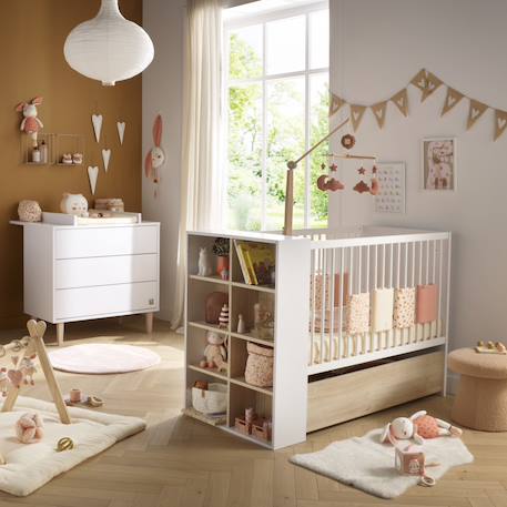 Chambre bébé, lit 120x60 évolutif et commode à langer 3 tiroirs - paloma Blanc 1 - vertbaudet enfant 