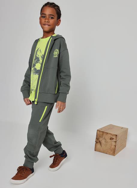 Pantalon garçon molleton avec poche Gris 1 - vertbaudet enfant 