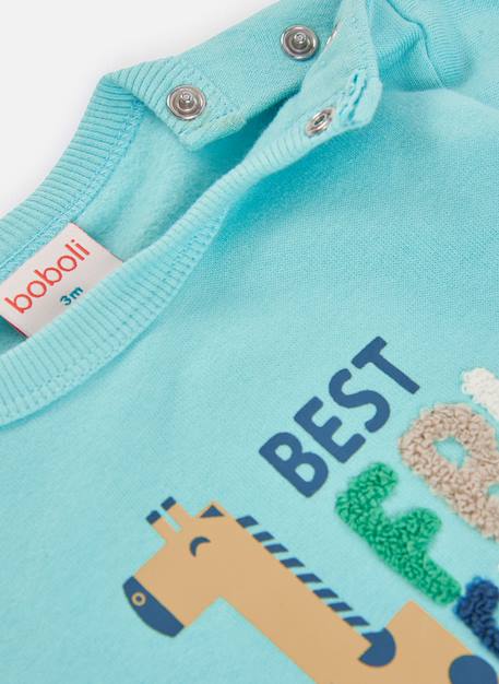Sweat-shirt bébé garçon en molleton imprimé girafe Bleu 4 - vertbaudet enfant 