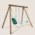 Portique en bois rond 3 agrès avec balançoire bébé et corde disque tiago Marron 1 - vertbaudet enfant 