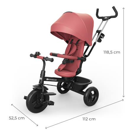 Tricycle Kinderkraft ASTON 2 PLUS Évolutif 6-en-1 avec Siège 360° CLICK & TWIST, Position Semi-Allongée et Poignée Réglable Bleu+Gris+Rose+Vert 18 - vertbaudet enfant 