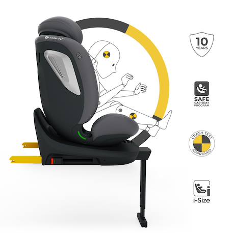 Siège Auto Kinderkraft I-360 2 PLUS i-Size avec ISOFIX, Pivotant à 360°, SPS+ et Installation Dos à la Route 40-150 cm Gris+Noir+Vert 4 - vertbaudet enfant 