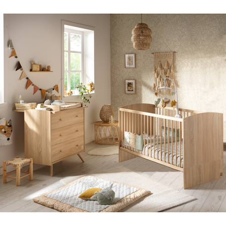 Chambre bébé, lit évolutif et commode à langer - access Blanc/marron+Marron 7 - vertbaudet enfant 