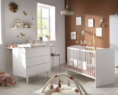 Chambre et rangement-Chambre bébé 2 pièces, lit 120x60 et commode à langer - milann