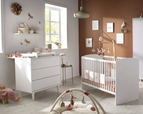 Chambre bébé 2 pièces, lit 120x60 et commode à langer - milann Blanc 1 - vertbaudet enfant 