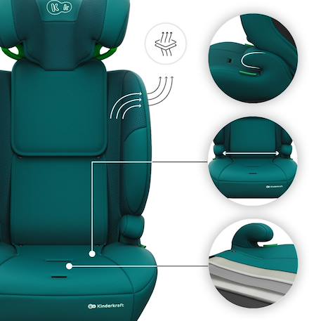 Siège auto enfant COMFORT UP 2 PLUS i-Size 76-150cm 3-en-1 air flow housse amovible ceinture 3 points sans isofix Beige+Blue+Gris+Noir+Vert 27 - vertbaudet enfant 